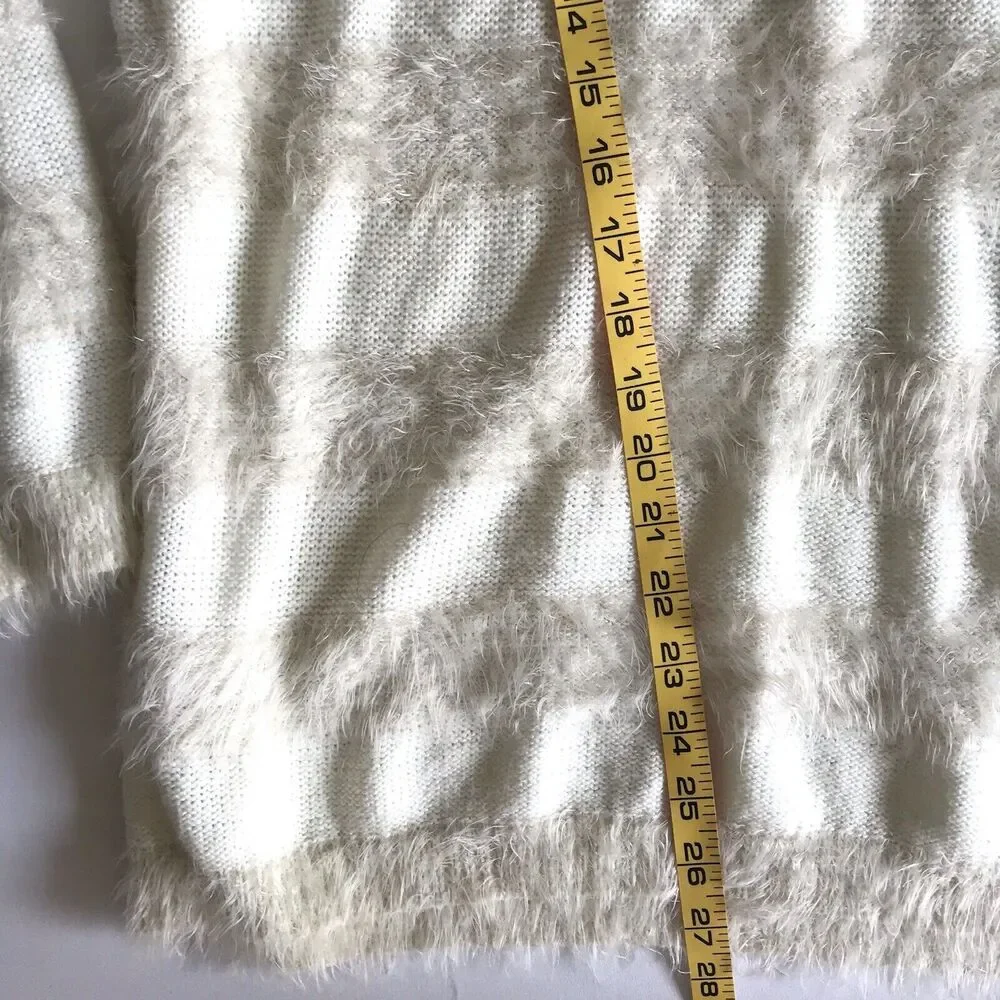 Joseph A. Qu'est 'cequec'est silk? Womens Sz XL Ivory Marshmallow Sweater L/S